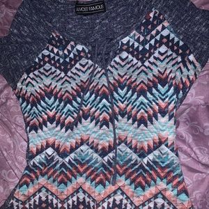 Almost Famous Long Colorful Patterned Tee‼️